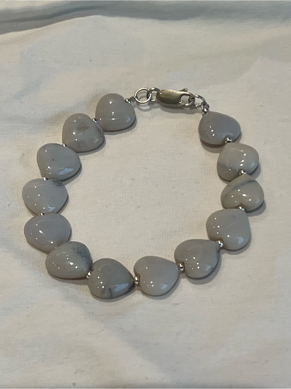 Blue gray chalcedoney sterling silver bracelet